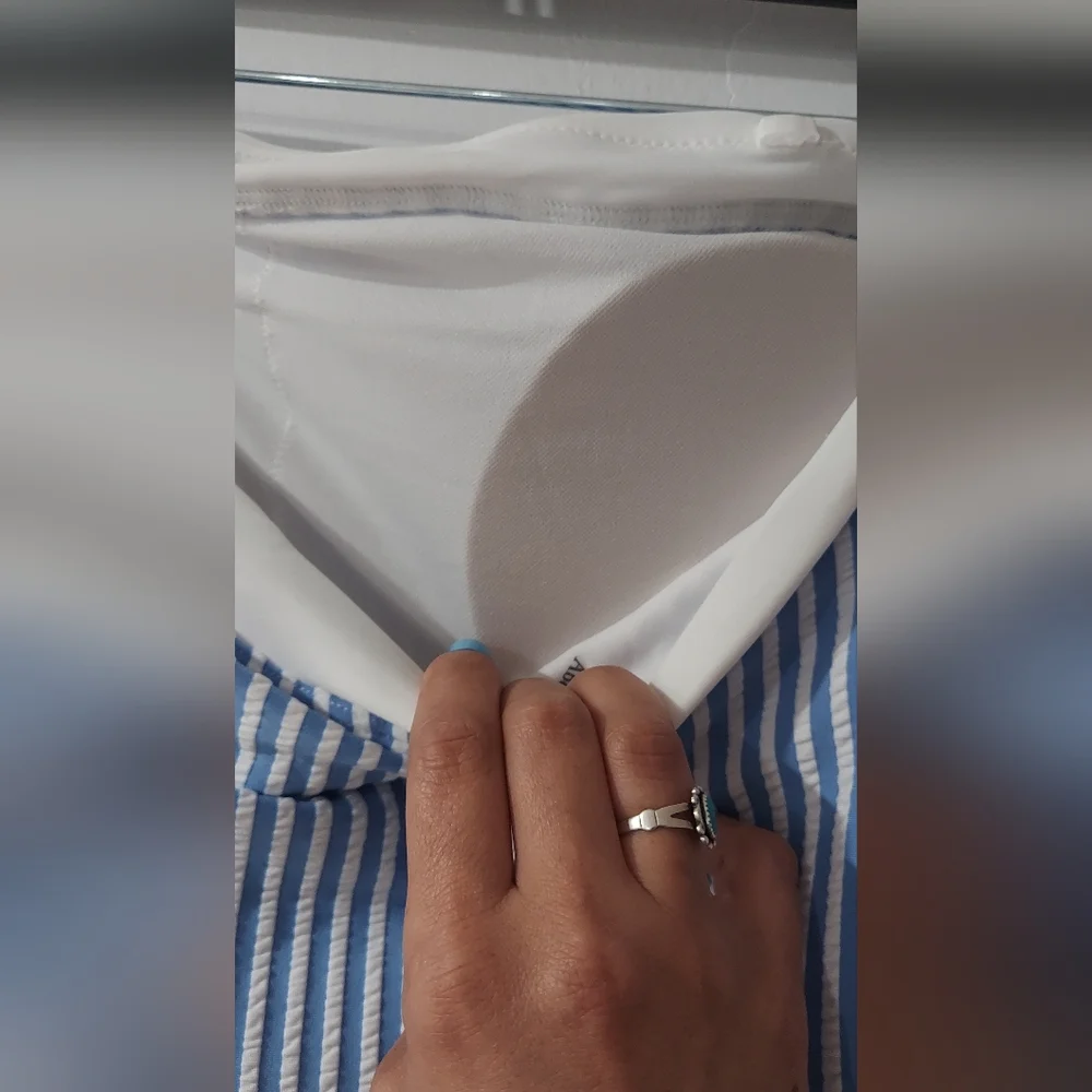 A & AF Blue and White Striped Swimsuit Size Medium - Picture 6 of 8